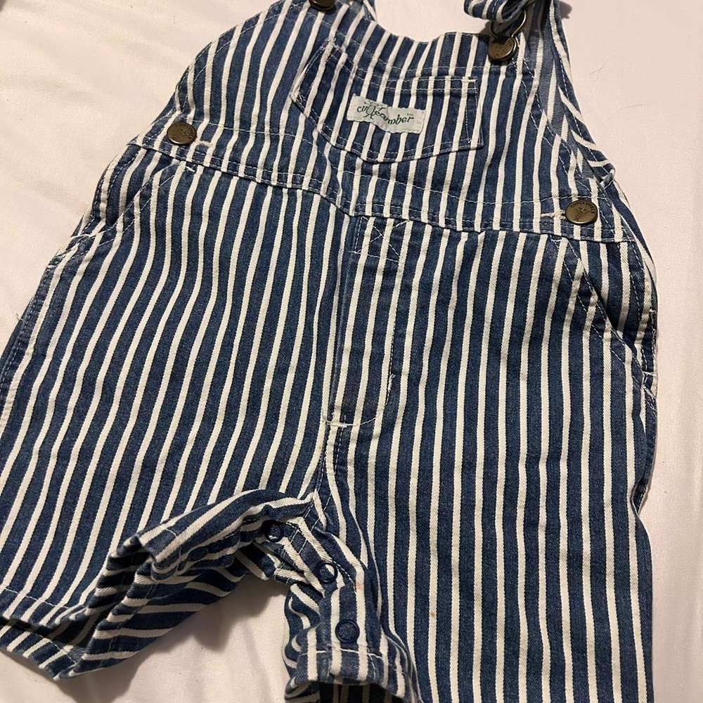 OshKosh B'gosh Navy and White Striped Overalls